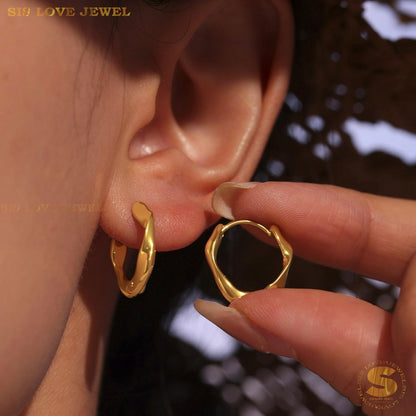 Chic 18K Gold Irregular Hoop Earrings S053