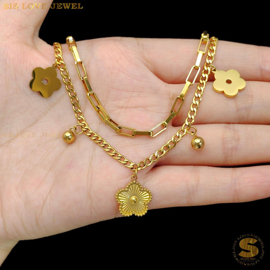 2-Layer Flower Chain Bracelet B213