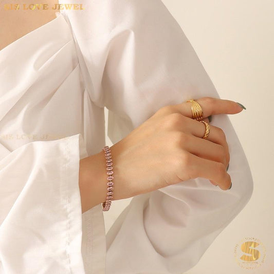Pink Cubic Zirconia Bracelet B044 Pink