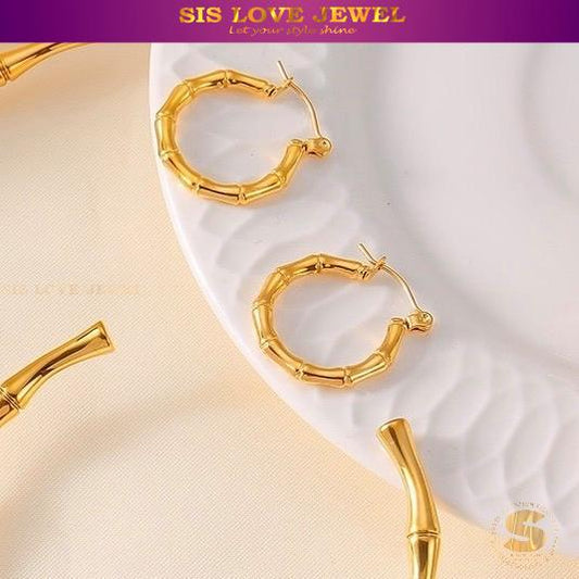 Chic Bamboo Hoop Earrings S035