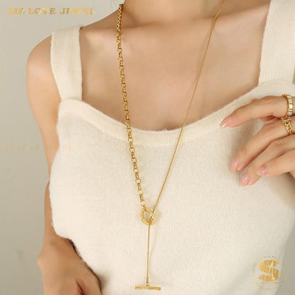 OT Lock Long Chain Necklace N098
