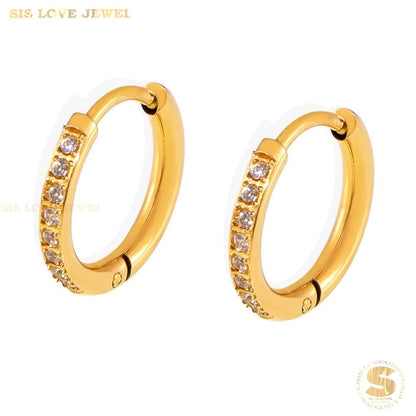 Chic Cubic Zirconia Hoop Earrings S038