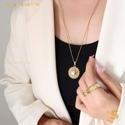Long Pearl Pendant Necklace N092