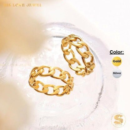 Chunky & Stylish Gold Plated Cuban Ring R032