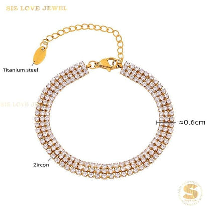 Cubic Zirconia 3 - Layer Bracelet B1446 White