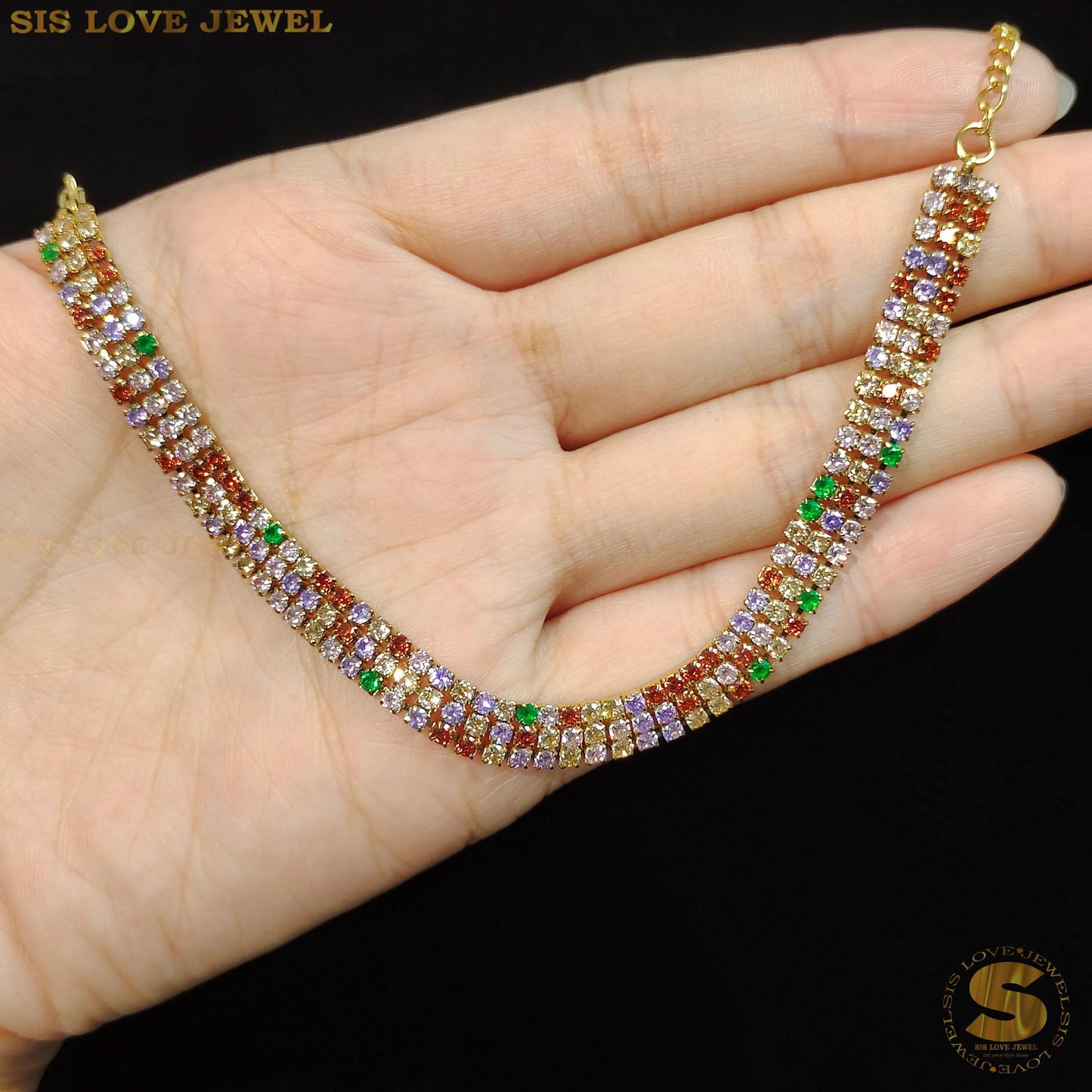 Colorful Cubic Zirconia 3 Layers Bracelet B146