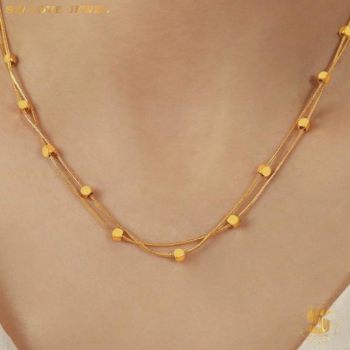 Mini Cube Double Layers Necklace N110