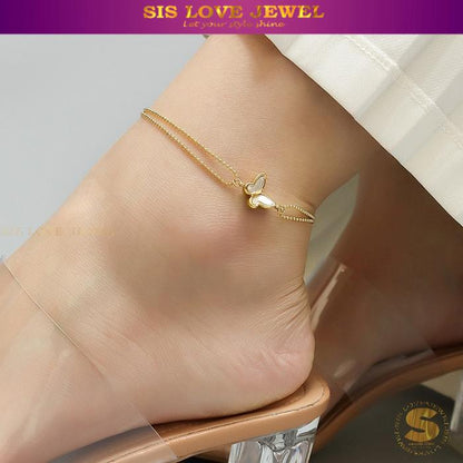 Butterfly Charm Gold Plated Anklet A015