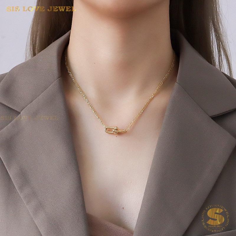 Golden Link Charm Necklaces N148