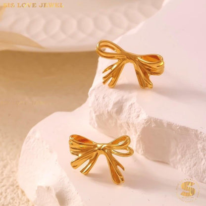 Dainty Ribbon Bow Studs S027