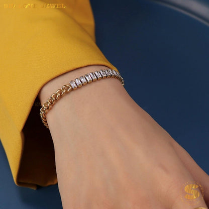 Half Row Zirconia Chain Bracelet B040