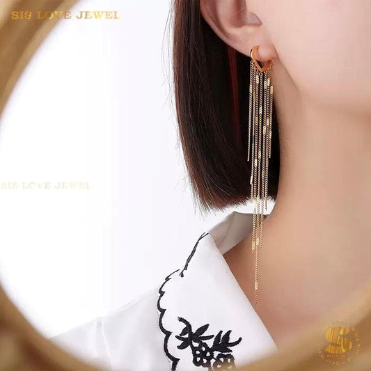 Heart Tassel Chain Drop Earrings S058