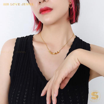 Geometric Cube Pendant Necklace N058