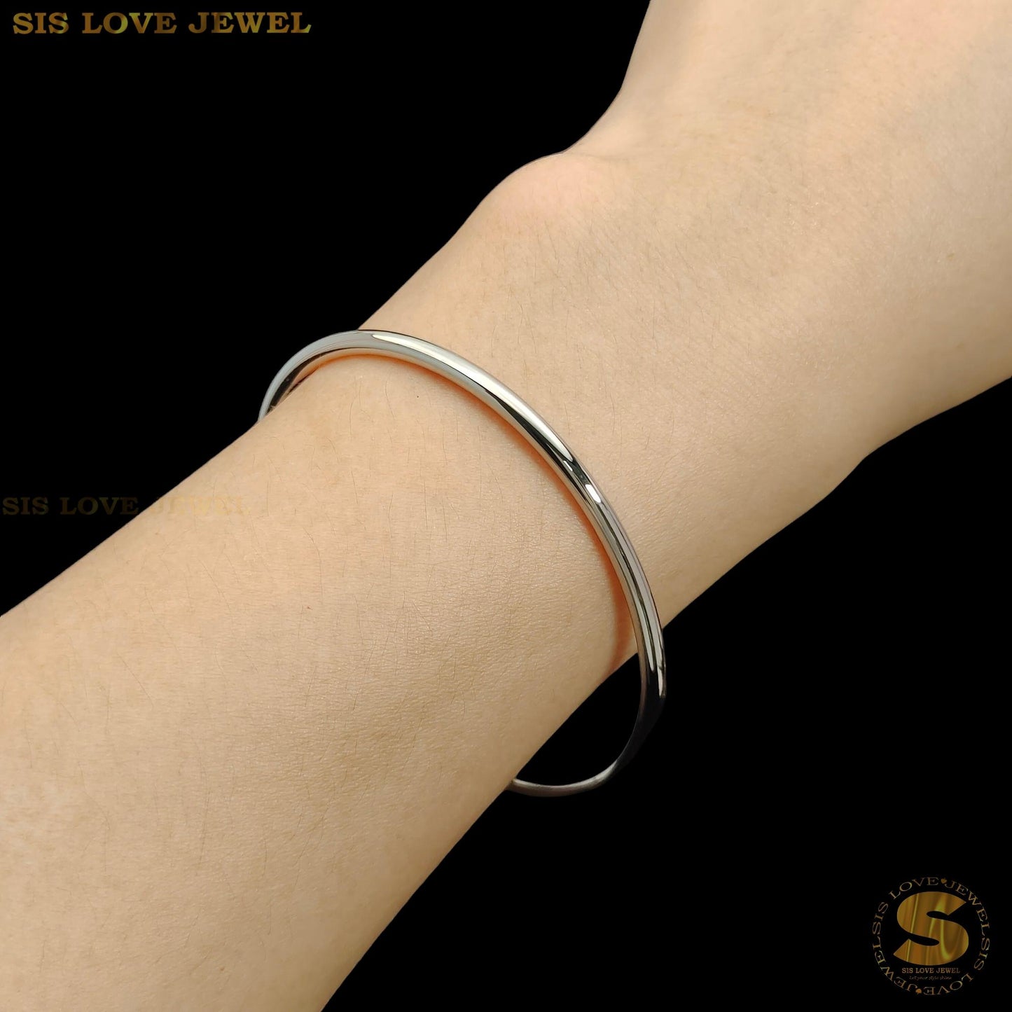 Silver Color Simple Round Bangle H001