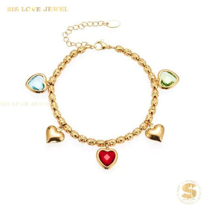 Colorful Hearts Charm Bracelet B240
