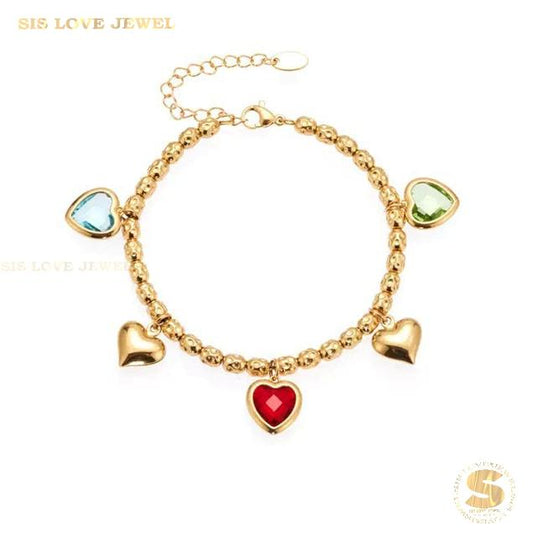 Colorful Hearts Charm Bracelet B240
