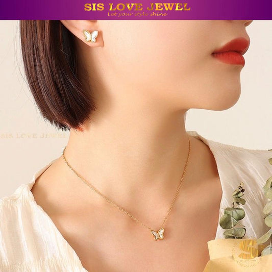 Elegant Gold Plated Butterfly Jewelry Set