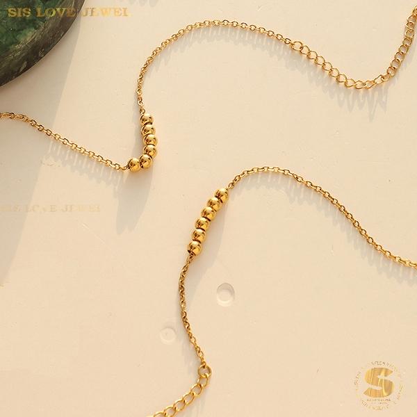 Six Ball Charm Gold Plated Anklet A014