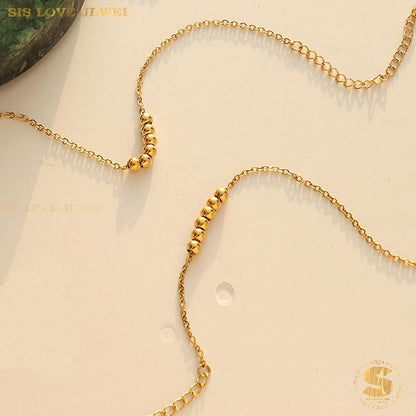 Six Ball Charm Gold Plated Anklet A014