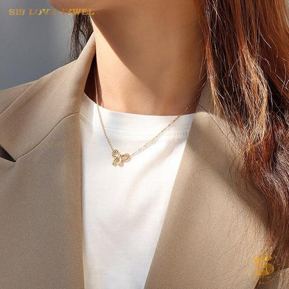 Monarch Charm Bowknot Necklace N026