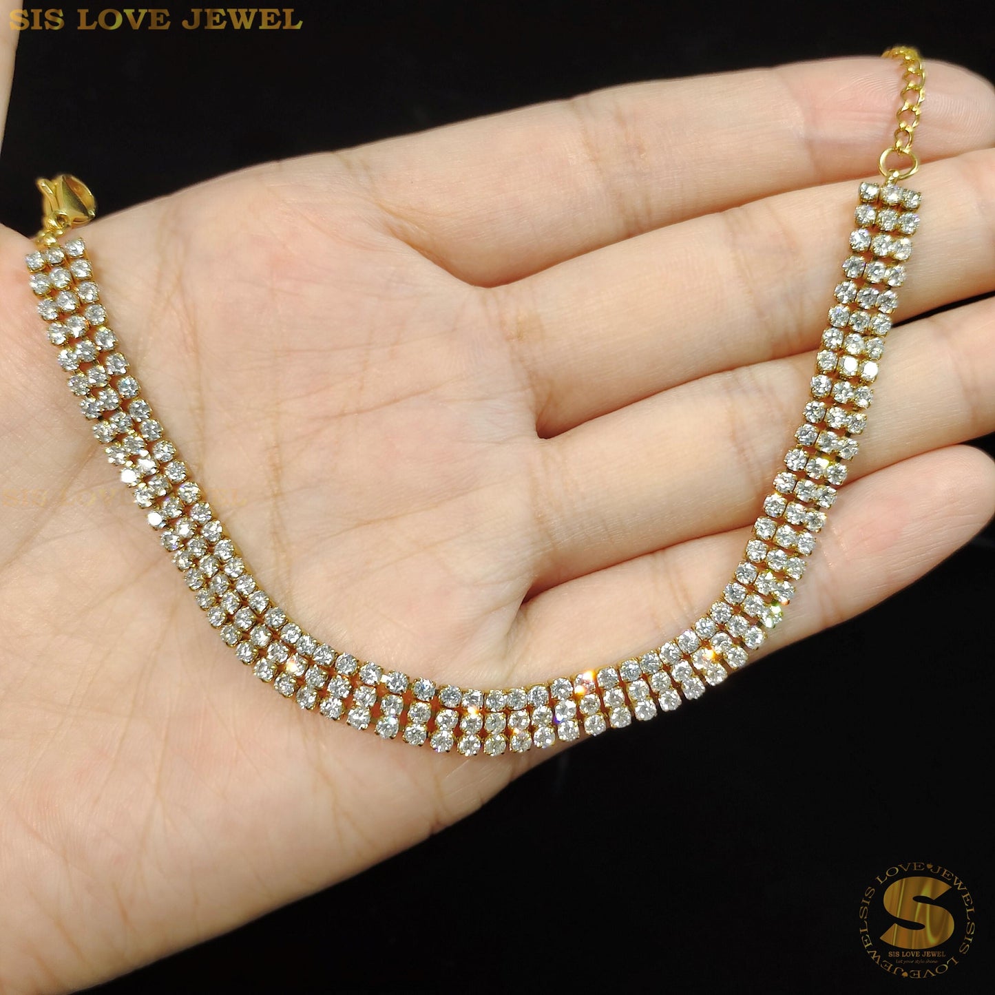 White Cubic Zirconia 3 Layers Bracelet B146