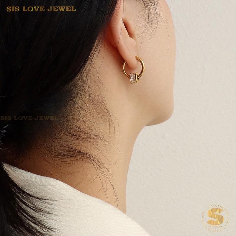 Dazzling Barrel Hoop Earrings S041