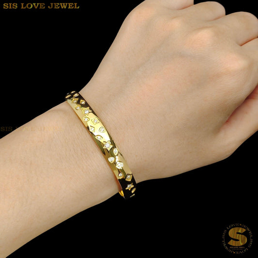 Elegant Zirconia Oval Bangle H155