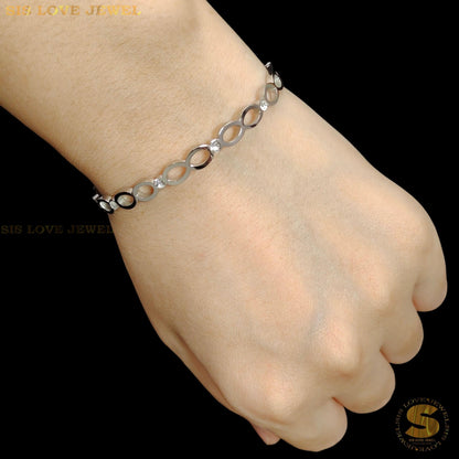 Silver Color Infinity Oval Bangle H011