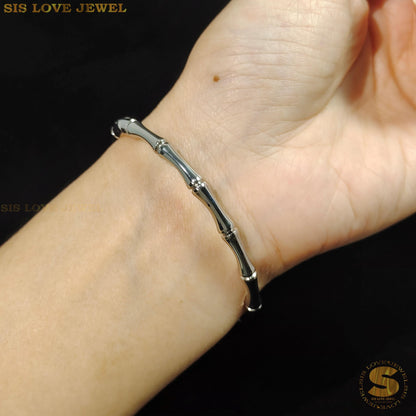 Whispering Bamboo Silver Bangle H054 Silver