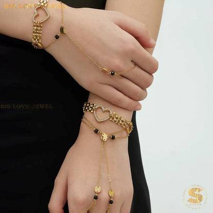 Zircon Heart Chunky Chain Bracelet B260