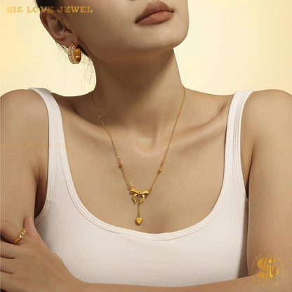 Ribbon Love Pendant Necklace N125