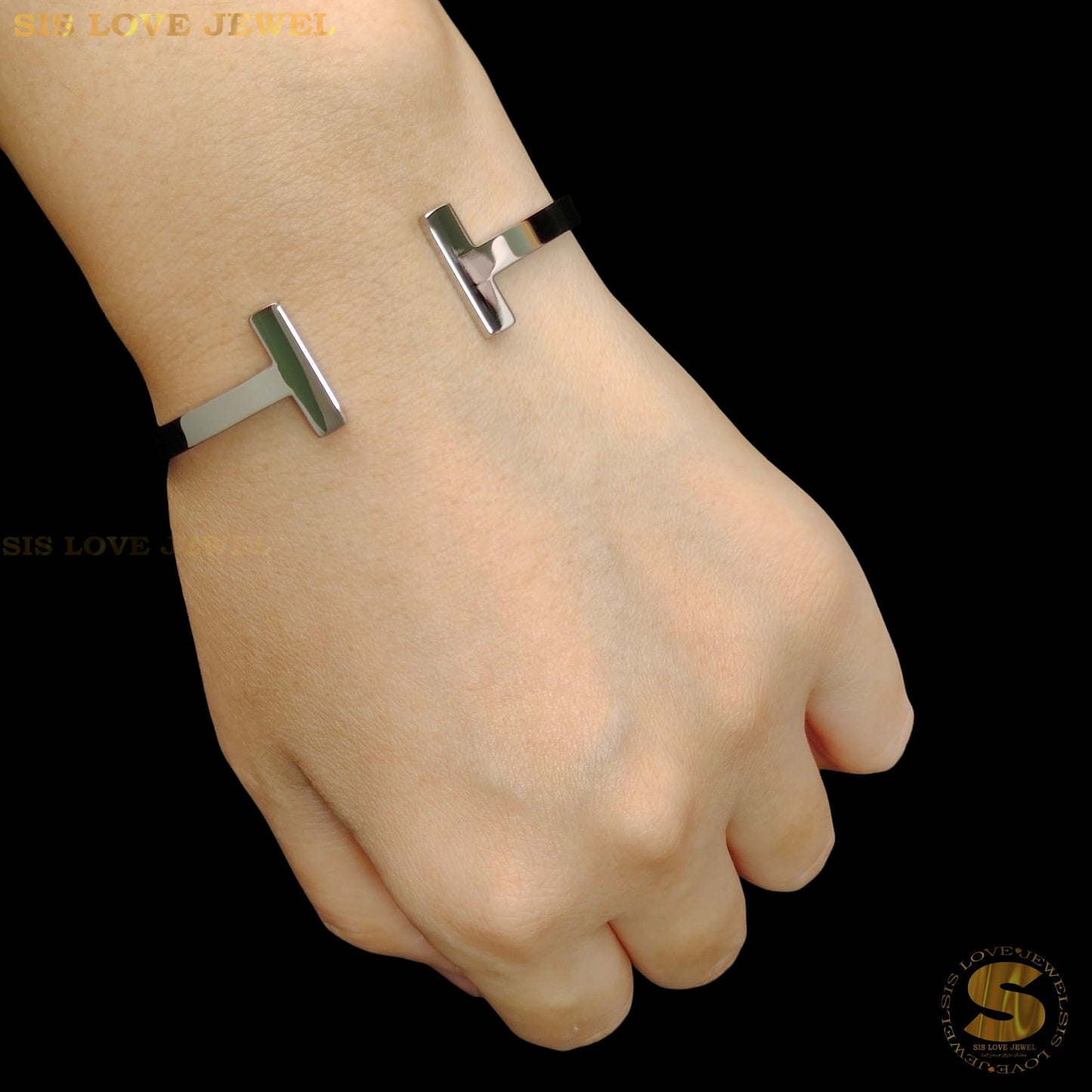 H-Shape Adjustable Bangle H018 Silver
