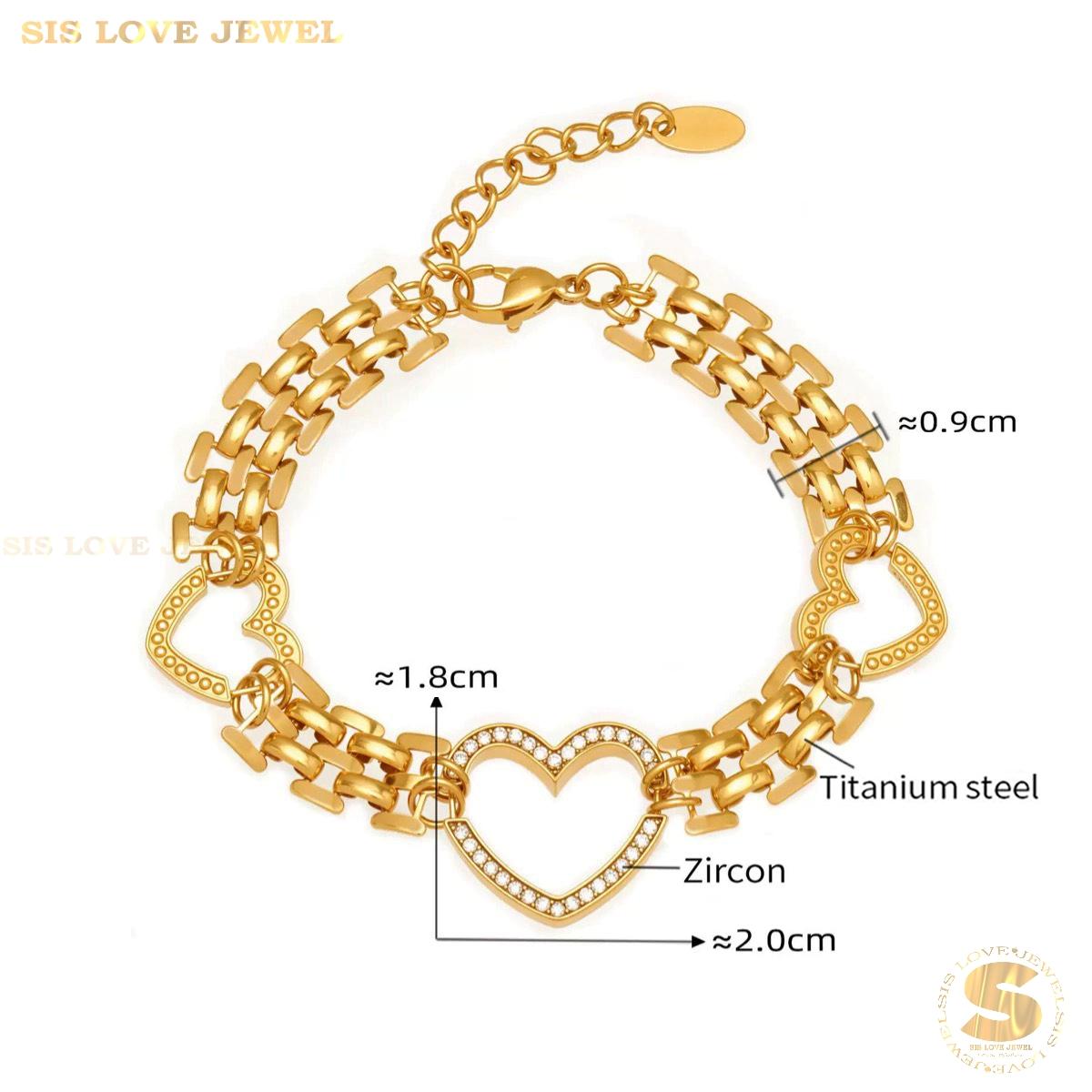 Zircon Heart Chunky Chain Bracelet B260