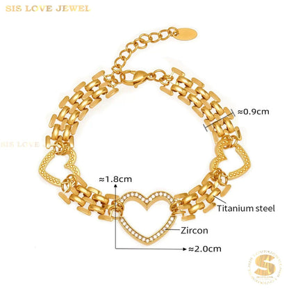 Zircon Heart Chunky Chain Bracelet B260