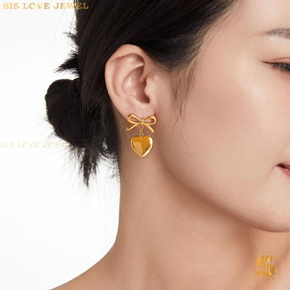 Ribbon & Love Drop Earrings S031