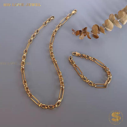 Chic 18K Gold Paperclip Chain Set N158 B246