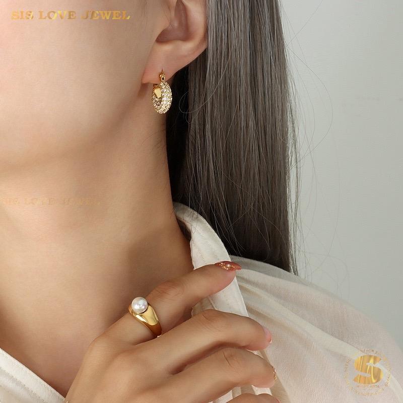 Dainty Zirconia Gold Plated Huggie Earrings S026