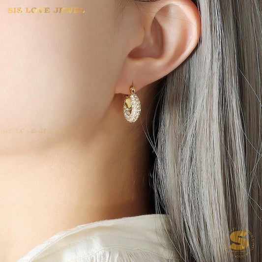 Dainty Zirconia Gold Plated Huggie Earrings S026