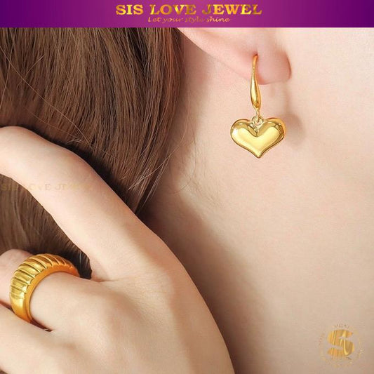 Elegant Heart Dangle Earrings S017
