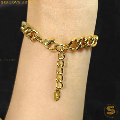 Flower Thick Chain Bracelet B134 Black