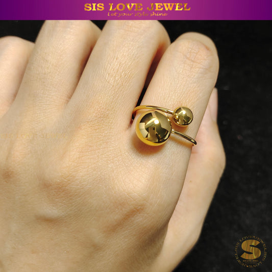 Golden Orb Duo Band Ring R049