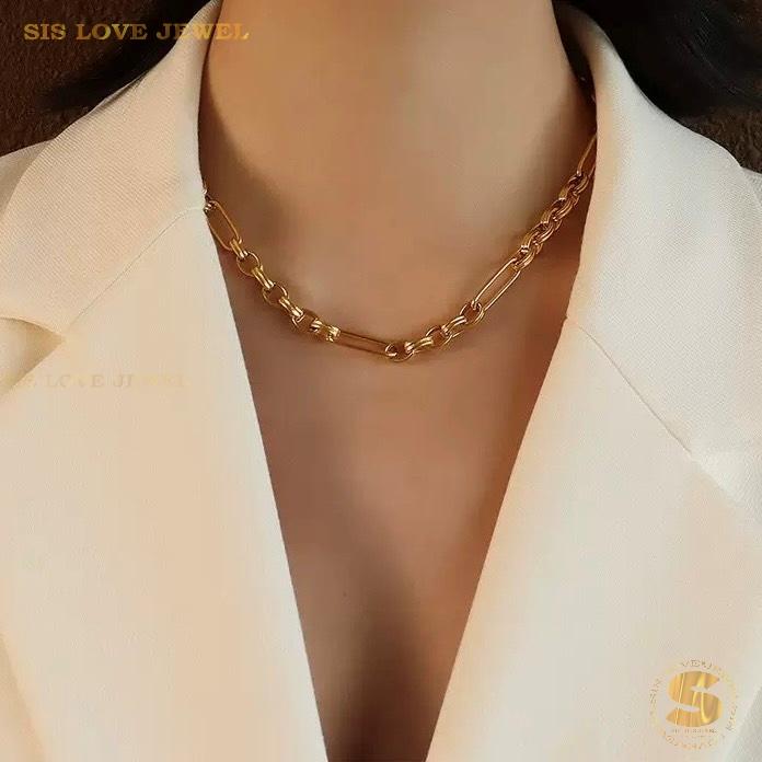 Chic 18K Gold Paperclip Chain Set N158 B246