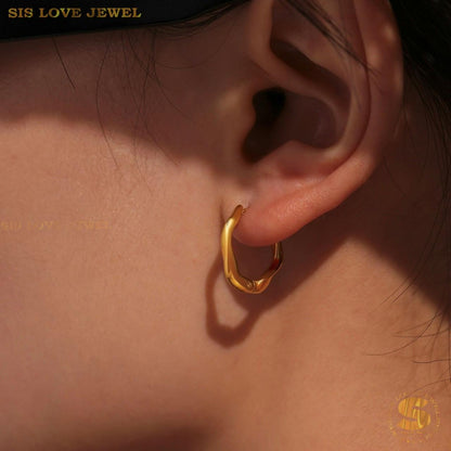 Chic 18K Gold Irregular Hoop Earrings S053