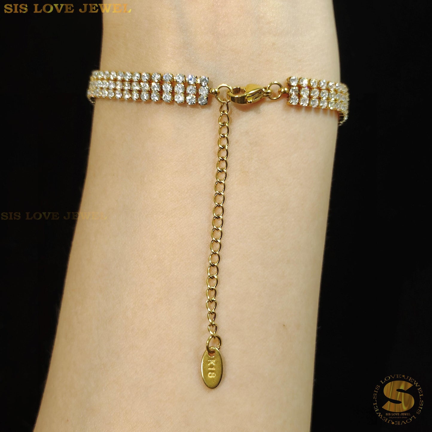 Cubic Zirconia 3-Layer Bracelet B1446 White