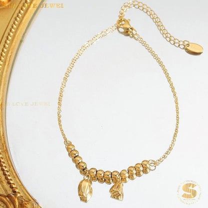 Dainty Gold Plated Tulip Charm Ankle A020