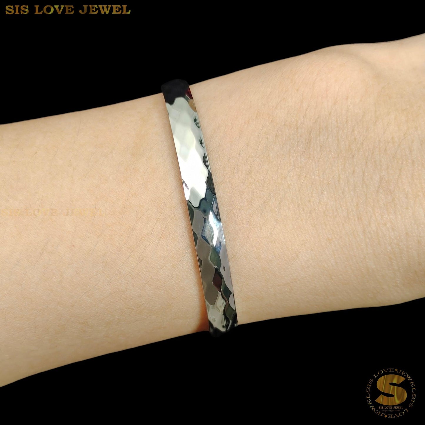 Silver Color Simple Oval Bangle H093