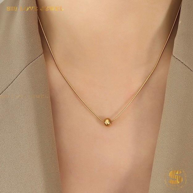 Double Layer Bead & Lock Paperclip Necklace N105