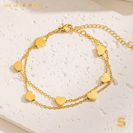 Double Layer Love Bracelet B090 Gold