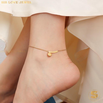 Smiley Face Gold Plated Anklet A025