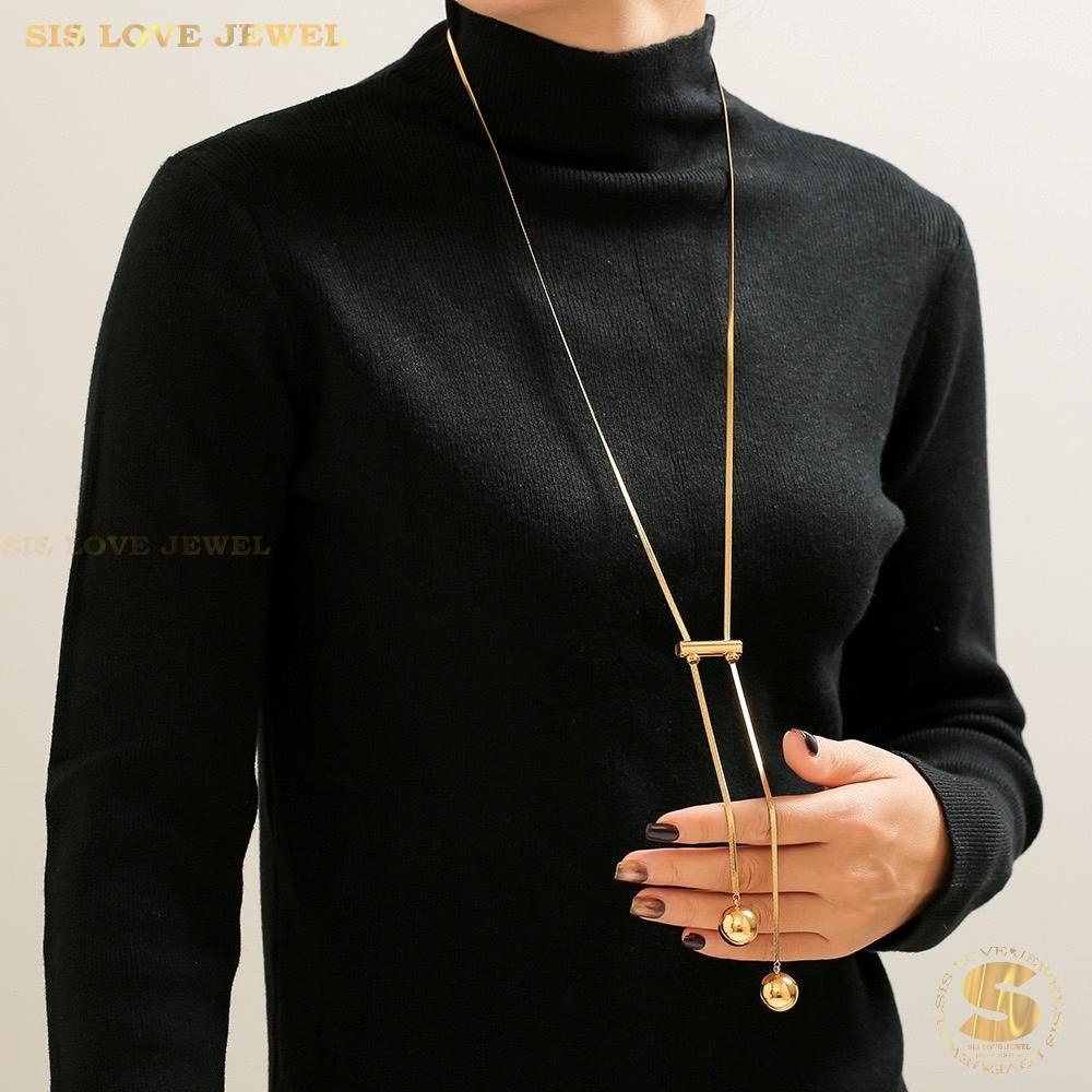 Boba Pendant Snake Chain Long Necklace N130